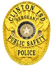 badge for police Clinton Public Safety Sergeant gold badge with star. Style # 5-d12