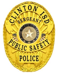 Badge for police clinton public safety sergeant gold badge with star. Style # 5-d12