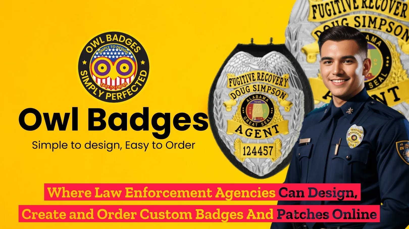 Fugitive recovery agent badges for private agents and bail enforcement