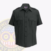 Security Uniform Shirt Short Sleeve: a black shirt with a logo