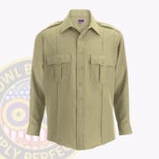 security uniform shirt long sleeve : a long sleeved shirt tan color with a button up front