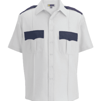 Performance Security Uniform Shirt Short Sleeves Owl13-25 White Navy Blue with Owl Badges Logo Two Tone Colors