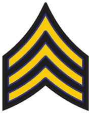 Police Rank Chevron SGT Sergeant a yellow and black striped insignia for law enforcement