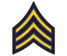 Police Rank Chevron SGT Sergeant a yellow and black striped military insignia