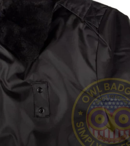 Performance Watch Guard Security Bomber Jacket Owl Badges Logo a close up of a jacket