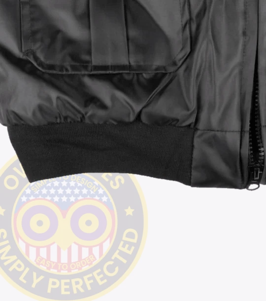 Performance Watch Guard Security Bomber Jacket Owl Badges Logo a close up of a jacket