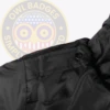 Performance Watch Guard Security Bomber Jacket Owl Badges Logo a close up of a black jacket