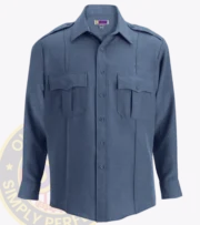 security uniform shirt long sleeve : a long sleeved french blue shirt with Owl Badges Logo