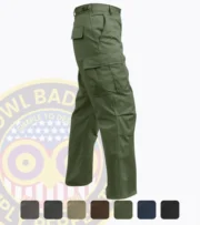 Security Tactical BDU Pants Owl Badges All Colors a pair of pants with a belt