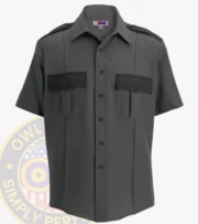 Performance Security Uniform Shirt Short Sleeves Owl13-25 Dark Gray Black with Owl Badges Logo Two Tone Colors