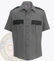 Performance Security Uniform Shirt Short Sleeves Owl13-25 Light Gray Black with Owl Badges Logo Two Tone Colors