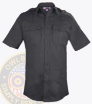 Stretch-Tactical Security Shirts with Owl Badges Logo-Black a grey shirt with a logo