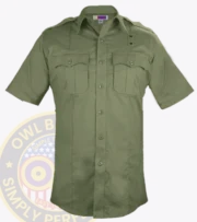 Stretch-Tactical Security Shirts with Owl Badges Logo-Green a green shirt with buttons