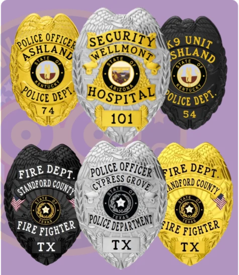 Owl Badges Police Badges a group of badges with text