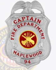 13-C Fire Department Badges Silver Captain Silver Red Fighter Badges