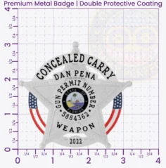 19-H16CCW Buy, Design and Create and order Concealed Carry Weapons Badges, CCW badges, Gun Permit Badges 3.25 Premium