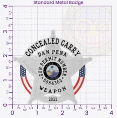 19-H16CCW Buy, Design and Create and order Concealed Carry Weapons Badges, CCW badges, Gun Permit Badges 3.25 Standard