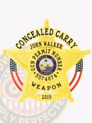 19-H16CCW Buy, Design and Create and order Concealed Carry Weapons Badges, CCW badges, Gun Permit Badges Gold Badges