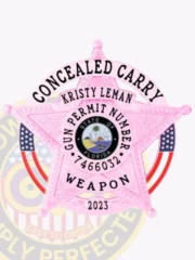 19-H16CCW Buy, Design and Create and order Concealed Carry Weapons Badges, CCW badges, Gun Permit Badges Pink Badges