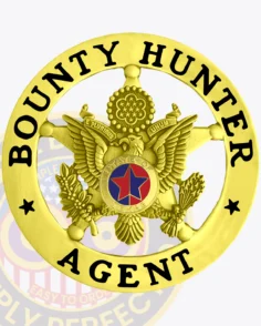 Bounty Hunter Badge In Gold Color with Texas Seal