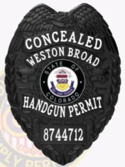 3-C11CCW Buy, Design and Create and order Concealed Carry Weapons Badges, CCW badges, Gun Permit Badges Black Badges