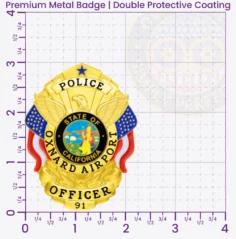 1-A10CB Buy Custom Badges And Design, Create, Build and Order Personalized Badges and Customized Badges Airport Police Badges Gold 3 Premium Badges