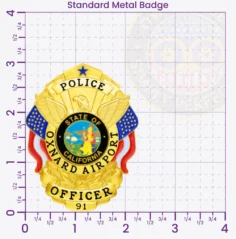 1-A10CB Buy Custom Badges And Design, Create, Build and Order Personalized Badges and Customized Badges Airport Police Badges Gold 3 Standard Badges