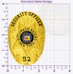 11-D16-2SOB Buy Custom Security Officer Badges And Design, Create, Build and Order Security Badges Gold 3.58 Standard Badges