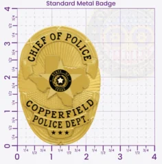 11-D22TX Custom Police Badges And Design, Create, Build and Order Personalized Police Badges Officer Badges Gold Badges 3.50 Standard