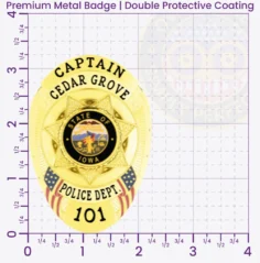 11-F4 Custom Police Badges And Design, Create, Build and Order Personalized Police Badges Officer Badges Gold Badges 3.25 Premium