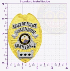 12-D17-2 Custom Police Badges And Design, Create, Build and Order Personalized Police Badges Officer Badges Gold Badges 3.35 Standard