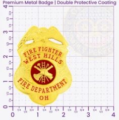 13-B1-2FFB Custom Firefighter Badges and Personalized Fire Department Badges Gold 3.25 Premium