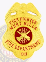 13-B1-2FFB Custom Firefighter Badges and Personalized Fire Department Badges Gold Badges For Fireman