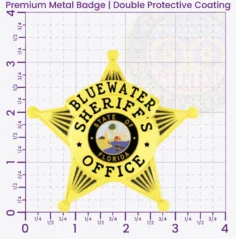 14-B1 Buy Custom Sheriff Badges And Design Create Build and Order Personalized Sheriff Badges Deputy Gold Badges 3.25 Premium