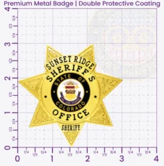 16-H12 Buy Custom Sheriff Badges And Design Create Build and Order Personalized Sheriff Badges Deputy Gold 3 Premium Badges