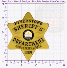 18-P1 Buy Custom Sheriff Badges And Design Create Build and Order Personalized Sheriff Badges Deputy Gold Badges 3.3125 Premium