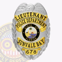 2-c10-2 custom badges and design, create, build and order custom badges personalized badges officer badges sunvale bay police silver