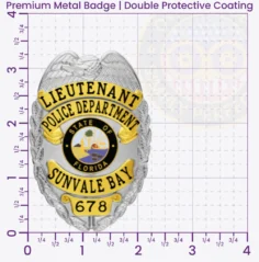 2-C10-2 Custom Badges And Design, Create, Build and Order Custom Badges Personalized Badges Officer Badges Sunvale Bay Police Silver Badges 3.374 Premium