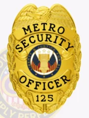 2-C10-2OB Buy Custom Security Officer Badges And Design, Create, Build and Order Security Badges Metro Security Gold Badges