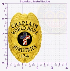 2-C10-2PCB Buy Custom Police Chaplain Badges And Design, Create, Build and Order Chaplain Badges Gold 3.375 Standard