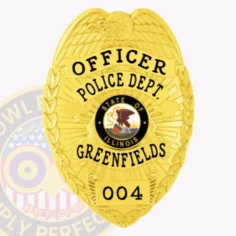 2-c12-4 custom badges and design, create, build and order custom badges personalized badges officer badges greenfields police gold