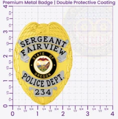 2-C12 Custom Police Badges And Design, Create, Build and Order Personalized Police Badges Officer Badges Gold 3.35 Premium Badge