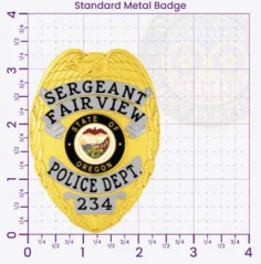 2-C12 Custom Police Badges And Design, Create, Build and Order Personalized Police Badges Officer Badges Gold 3.35 Standard Badge