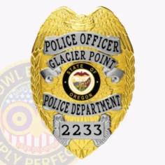 2-c13-3 custom badges and design, create, build and order custom badges personalized badges officer badges glacier point police gold