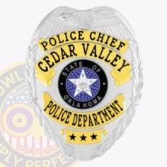 2-c13 custom badges and design, create, build and order custom badges personalized badges officer badges cedar valley police silver