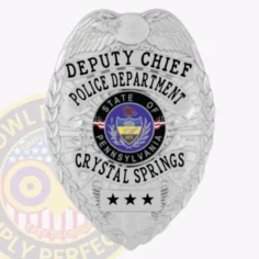 2-C13 Custom Badges And Design, Create, Build and Order Custom Badges Personalized Badges Officer Badges Crystal Springs Police Silver