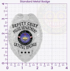 2-C13 Custom Badges And Design, Create, Build and Order Custom Badges Personalized Badges Officer Badges Crystal Springs Police Silver Badges 3.35 Standard