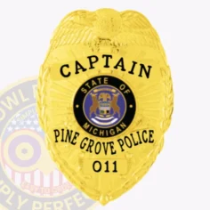 2-C13-4 Custom Badges And Design, Create, Build and Order Custom Badges Personalized Badges Officer Badges Pine Grove Police Gold