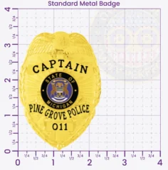 2-C13-4 Custom Badges And Design, Create, Build and Order Custom Badges Personalized Badges Officer Badges Pine Grove Police Gold Badges 3.35 Standard