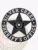 A custom metal badge in black color with safety pin attachment, designed in the shape of a star. The badge features "SILVER CREEK" and "SHERIFF'S OFFICE" in bold white lettering around the edge. In the center, it displays the state emblem of Texas, featuring a star within a circular design. This badge conveys a professional and authoritative appearance, ideal for law enforcement personnel.